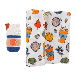 Pumpkin Spice Swaddle & Rattle Set