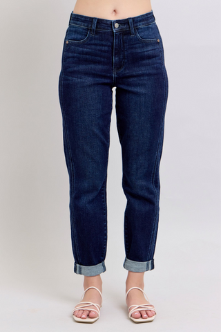 High Waist Boyfriend Jeans By Judy Blue In Dark