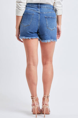 Missy Vintage 1-Button High-Rise Fray Hem Shorts