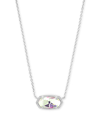 Rhodium Elisa Short Pendant Necklace in Dichroic Glass