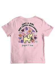 Kids Just A Girl Short Sleeve T-Shirt in Light Pink