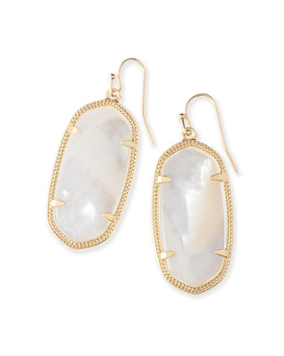 Elle Drop Earrings In Gold Ivory Mother Of Pearl