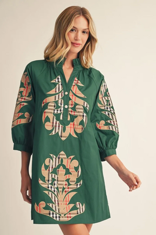 Detail Darling Dress In Hunter Green
