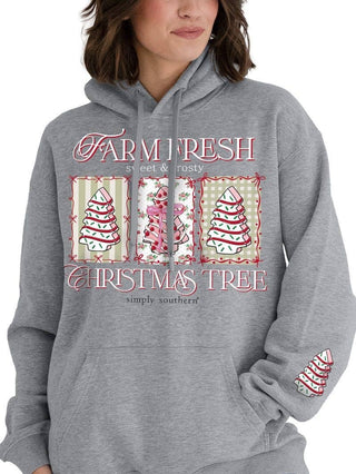 Farm Fresh Christmas Tree Hoodie In Heather Grey