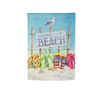 Flip Flops On The Beach Suede Garden Flag