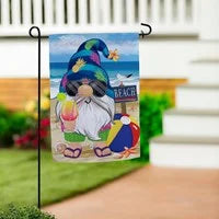 Beached Gnome Suede Garden Flag