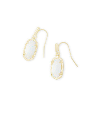 Lee Drop Gold Earrings In White Opal