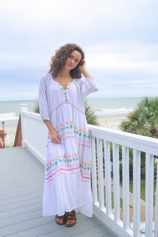 Trina Embroidered Maxi Dress in White