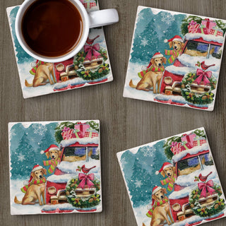 Christmas Buddies Absorbent Tumbled Tile Coaster 4pk