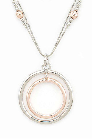 Beaded 2 Tone Hoop Pendant Necklace Set *2 Styles*