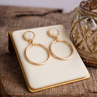 Gold Dipped Hoop Earrings With Faceted Stone