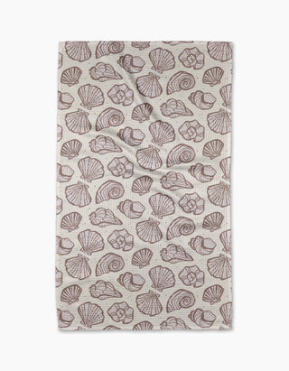 Retro Coastal Seashells in Neutral Tea Towel
