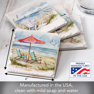 "Coastal Moments" 4 Pack Assorted Image Coaster Set