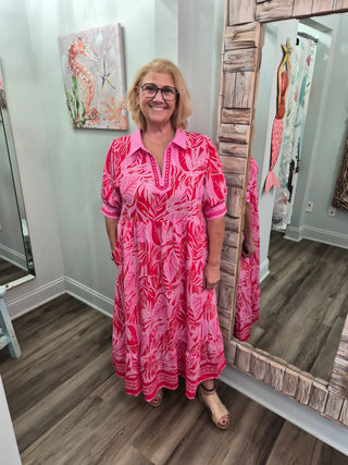 Island Whispers Dress In Red