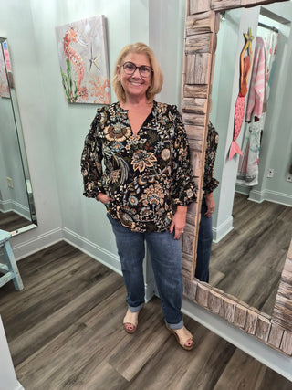 Wilenna Ruffle Blouse In Guerard Estate Bird