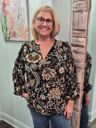 Wilenna Ruffle Blouse In Guerard Estate Bird