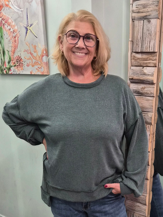 Don't Stare Knit Top in Jade