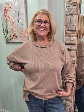 Don't Stare Knit Top in Umber