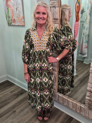 Something Special Dress In Green Mix