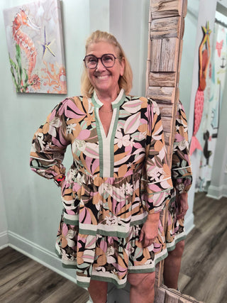 Drift Into Bloom Dress In Black Mix