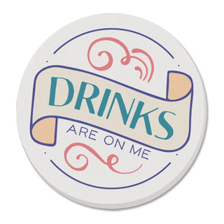 Drinks Are On Me – Round Single Tile Coaster