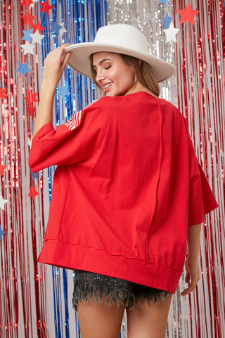 Time For Freedom Striped Tee in Red