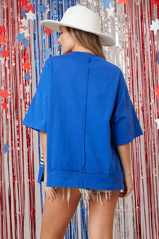 Time For Freedom Striped Tee in Blue