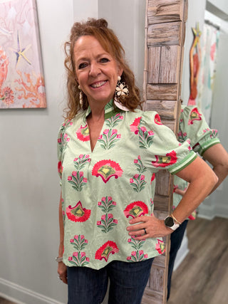 Fielding Questions Top in Light Sage
