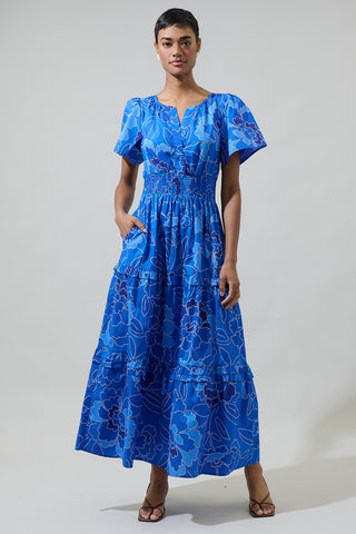 Floral Highlands Maxi Dress in Blue