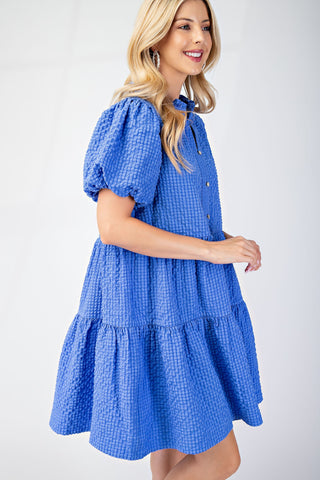 Knock It Out Of The Park Mini Dress in Blue