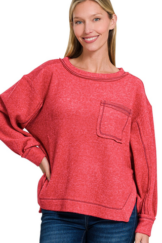 Easy Like That Sweater In Dk. Red