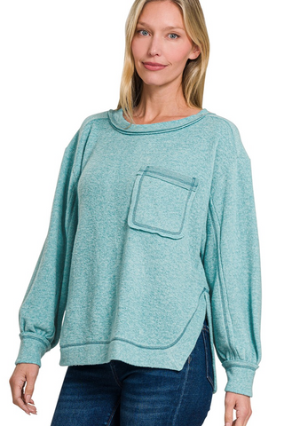 Easy Like That Sweater In Dusty Teal