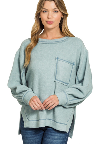 Easy Like That Sweater In Blue Grey