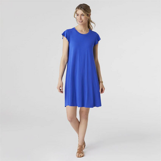 Francis Flutter Sleeve Dress In Cobalt Blue