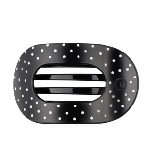 Black Polka Dot Party Large Flat Round Hair Clip