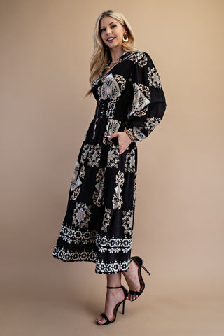 Never Tied Down Midi Dress in Black