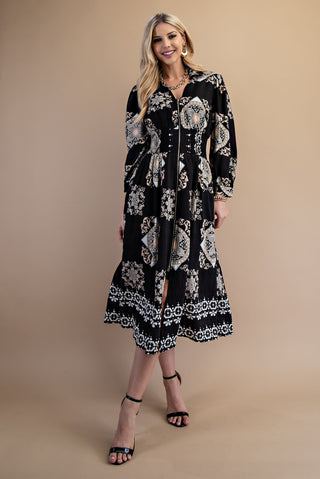 Never Tied Down Midi Dress in Black