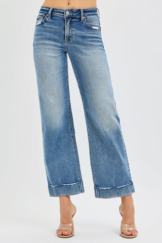 Leave By Morning Mid Rise Straight Jeans in Medium