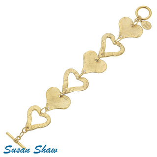 Susan Shaw Linked Heart Toggle Bracelet