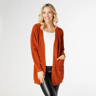 Relaxed Ciana Cardigan With Pockets In Rust