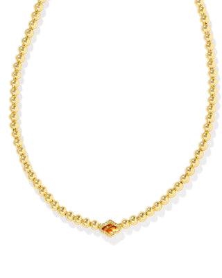 Abbie Beaded Necklace In Gold Marbled Amber Illusion