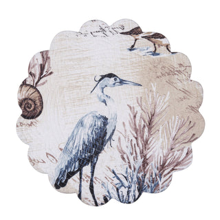 Coastal Brunswick Island Blue Heron Bird Round Placemat
