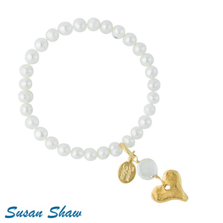 Susan Shaw Pearl Heart Bracelet