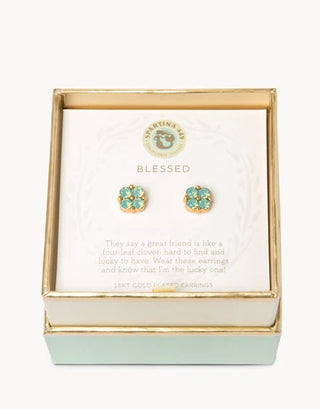 Sea La Vie Stud Earrings in Blessed/Sea Foam Clover