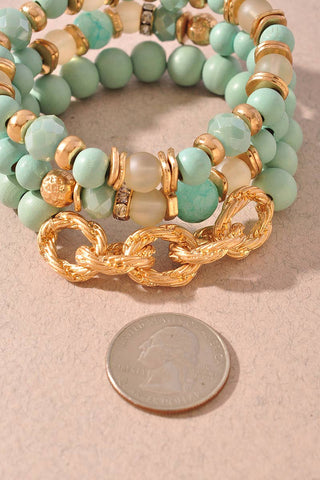 Multi Strand Beaded Stretch Bracelet Set