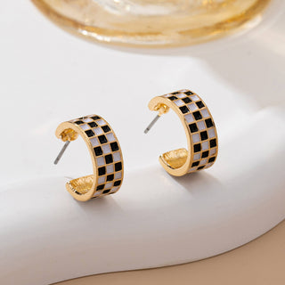 Checkered Hoop Earrings
