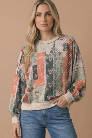 Standing Out Top In Oatmeal/Olive