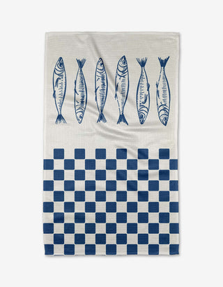Sardine Check Blue Tea Towel