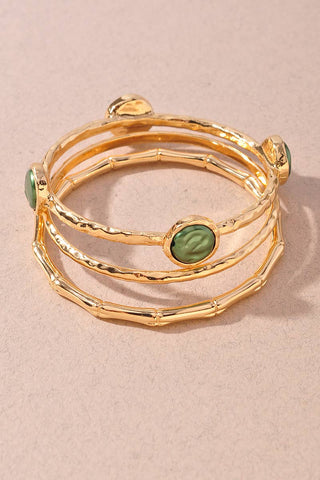 3Pcs Pearl Bangle Set