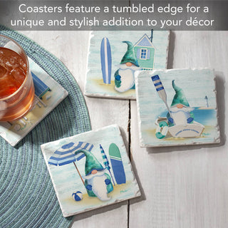 Coastal Gnomes Assorted Image Tumbled Tile Coaster 4 Pack